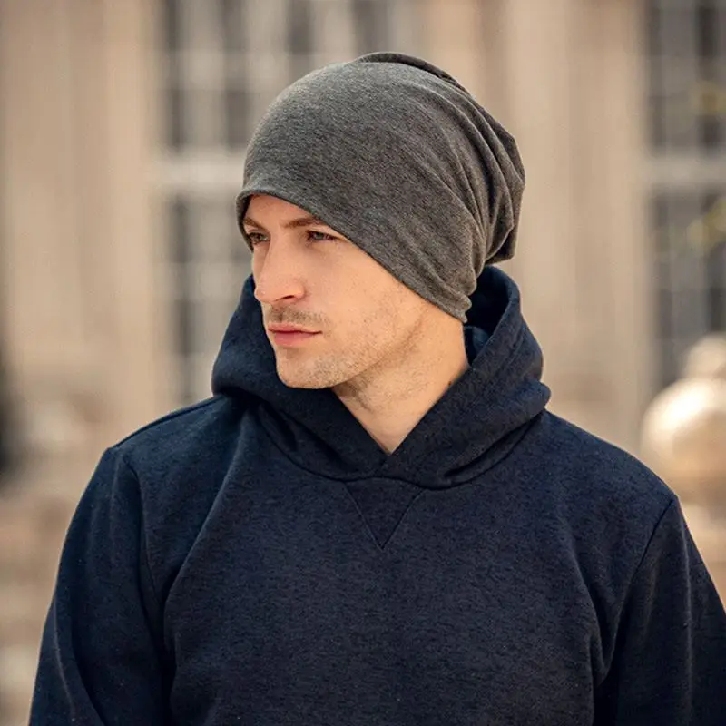 Mütze Grau Damen – lockere Slouch-Beanie, unifarben – Bild 2