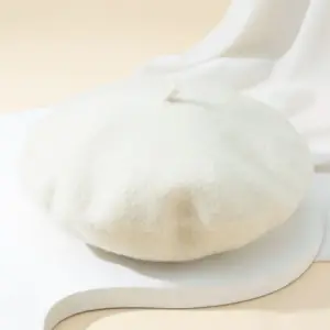 Damen Beret Mütze mit kleinem Stiel, schlicht und rund – Bild 2