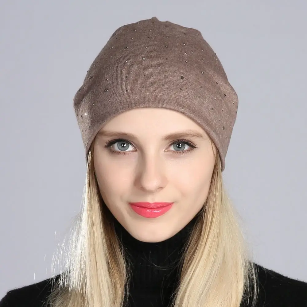 Mütze Damen Slouch-Beanie mit kleinen Strasssteinen – Bild 2