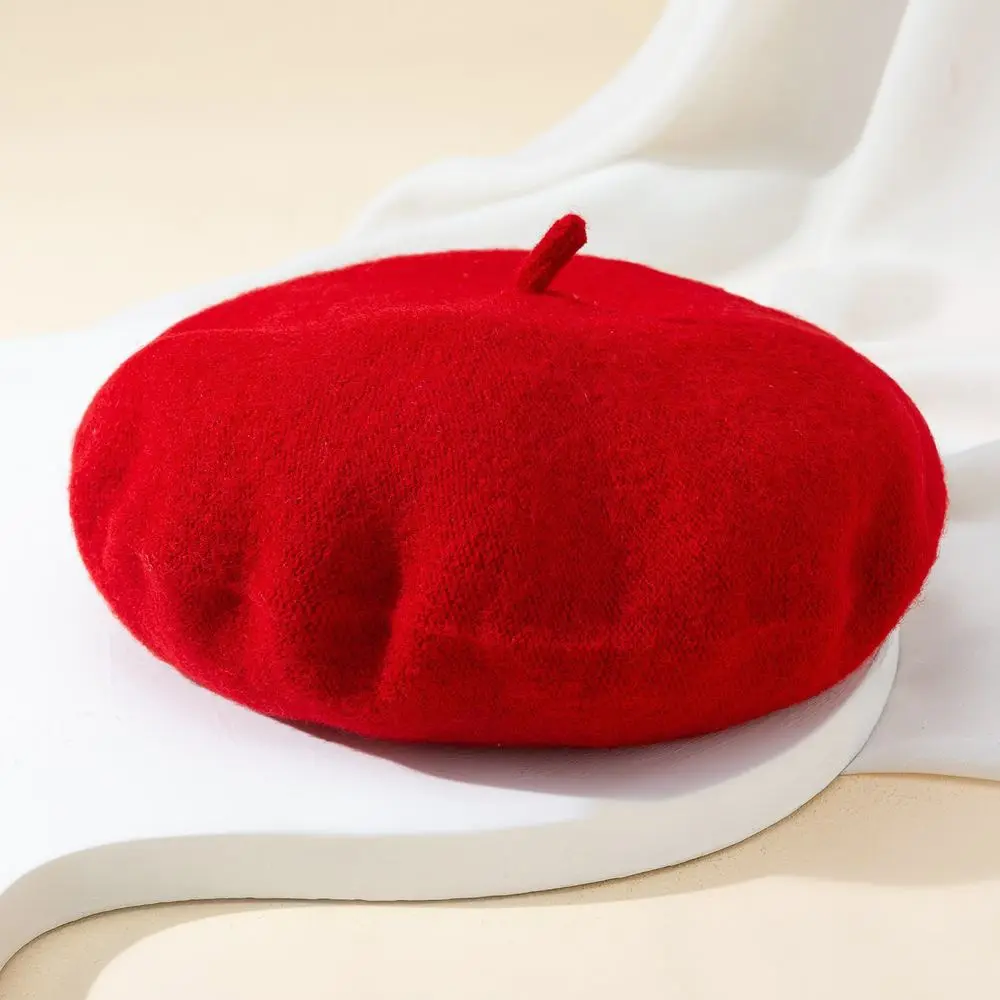 Damen Beret Mütze mit kleinem Stiel, schlicht und rund – Bild 3