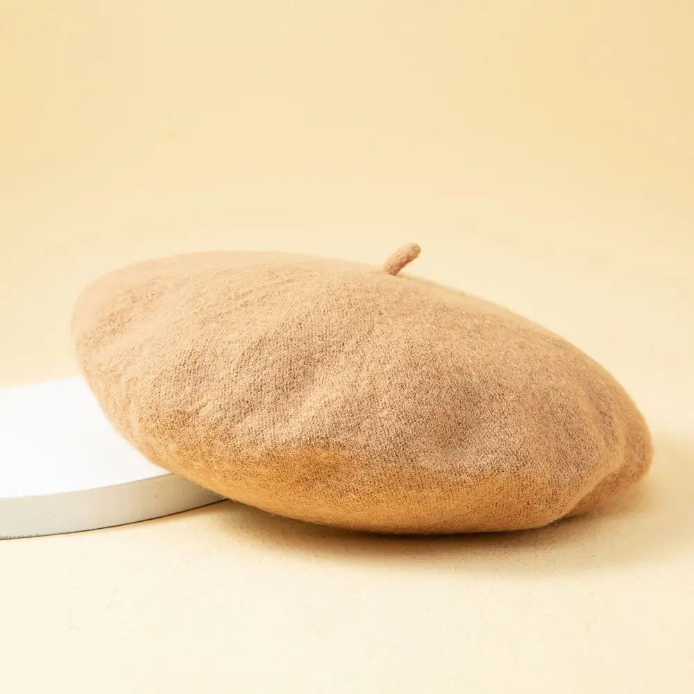 Damen Beret Mütze mit kleinem Stiel, schlicht und rund – Bild 4