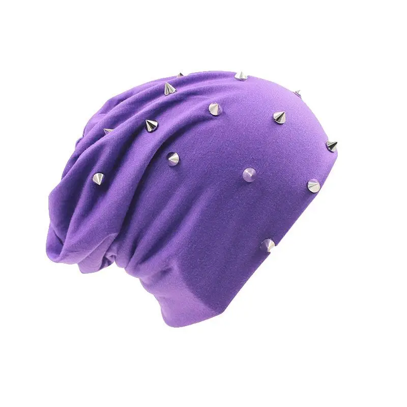 Beanie Baumwollmischung dünn, Slouch-Form mit Nieten – Bild 5
