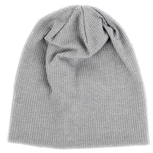 Hellgraue Wintermütze Damen aus Baumwolle, gerippte Beanie – Hellgrau