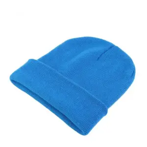 Mütze in Blau oder Pink: Strick-Beanie mit Rippenmuster – Blau