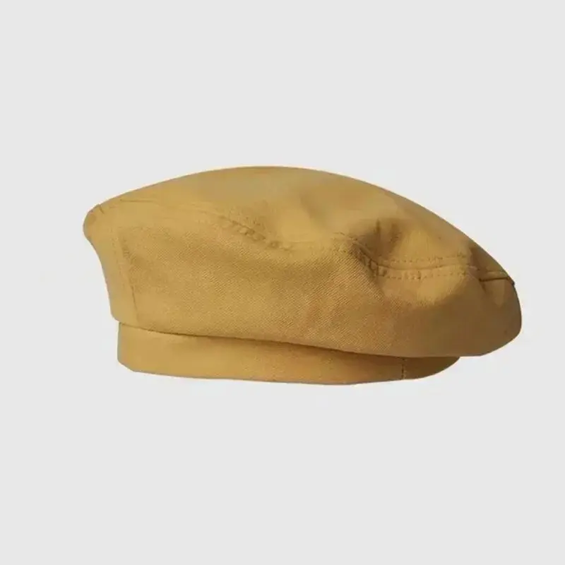 Baskenmütze in Creme für Damen aus Baumwolle – Senfgelb