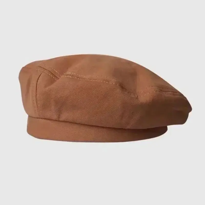 Baskenmütze in Creme für Damen aus Baumwolle – Camel