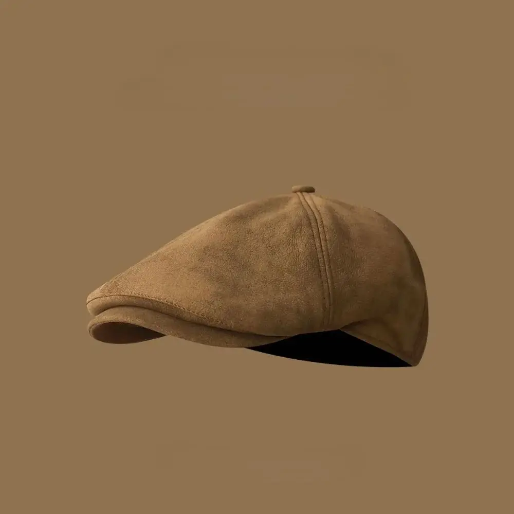 Rosa Wintermütze Damen mit Schirm im Ballonmützen-Stil – Camel – Flatcap