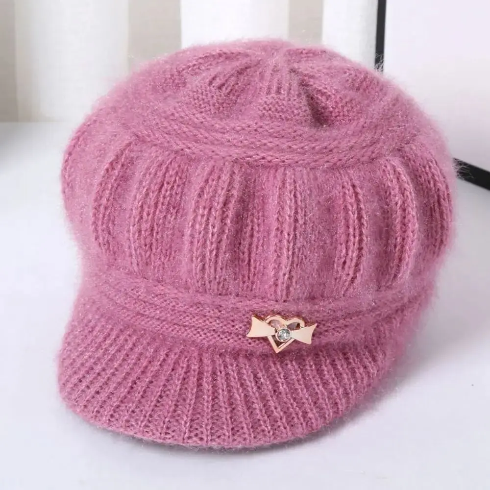 Rosa Wintermütze Damen mit Schirm im Ballonmützen-Stil – Pink
