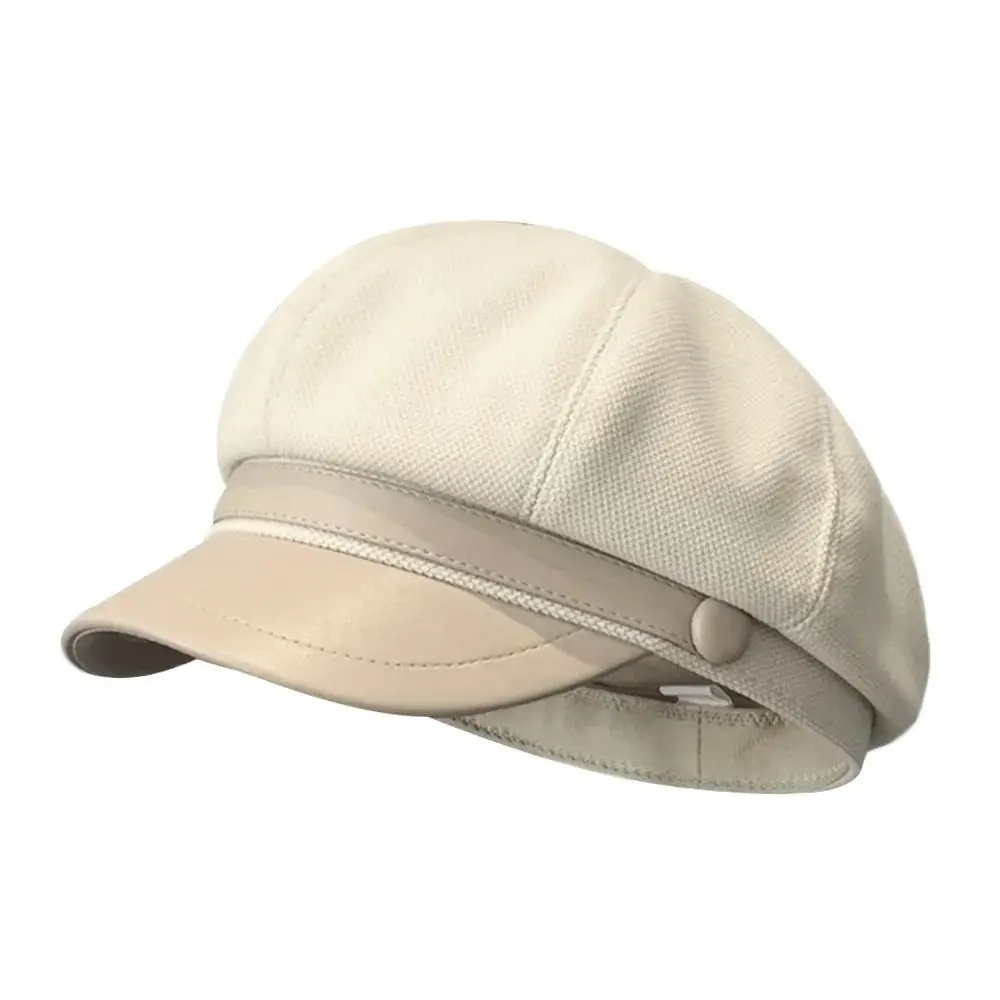 Rosa Wintermütze Damen mit Schirm im Ballonmützen-Stil – Creme – Lederschirm